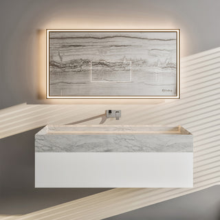 Eviva Fritti 36" White Wall Mount Bathroom Vanity With Marble Basin