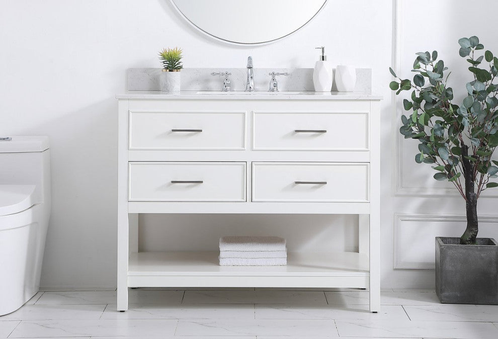 Skylar 42" Single Bathroom Vanity, White, With Backsplash