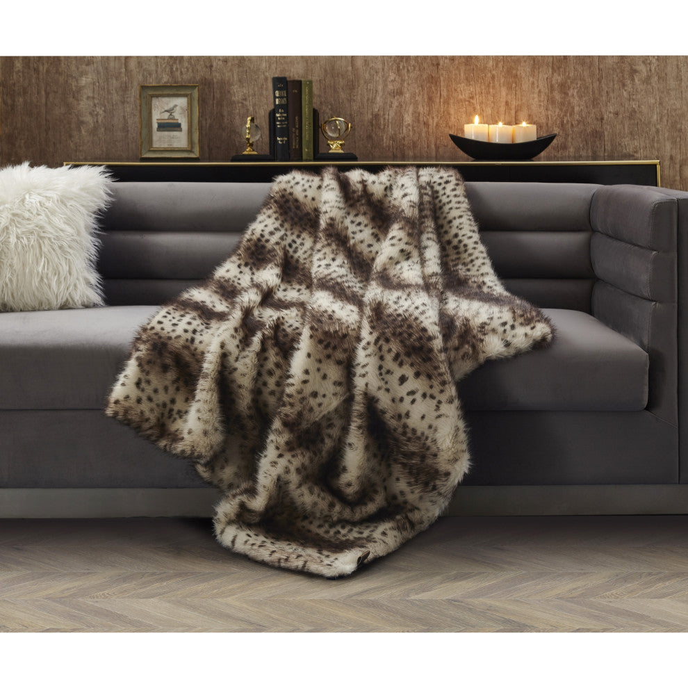 Inspired Home Jiselle Throw, Acrylic 50"x60", Faux Cheeta