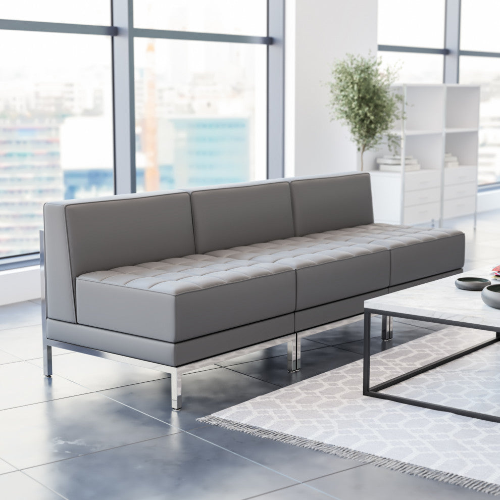HERCULES Imagination Series LeatherSoft Lounge Set, 3 Pieces, Gray