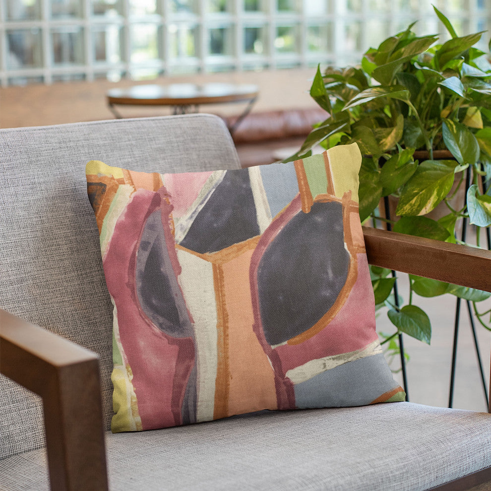 Plutus Multi-Color Modern Art Graphic Print Luxury Throw Pillow, 26"x26"