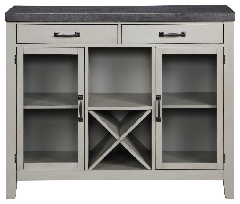 Hyland Dining Set, Table, Bench, 4 Chairs and Server