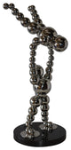 Modern Art Acrobat Couple in Action Chrome Balls Statue Size: 12" x 14" x 27"H