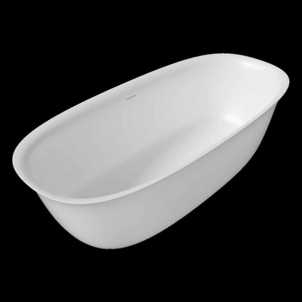 Perlato Ravenna 67" Eco-Lapistone Freestanding Soaker Tub, White Satin