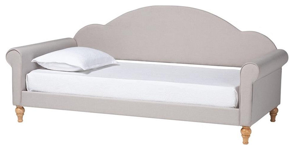 Baxton Studio Chaise Light Grey Fabric and Brown Finished Wood Twin Size Daybed