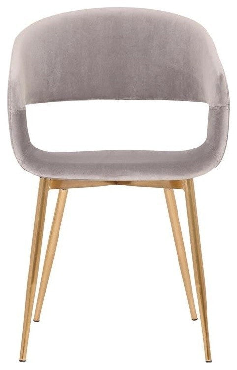 Jocelyn Mid-Century Dining Accent Chair, Gray With Gold Legs