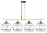 Ballston-Rochester 4-Light 51" Stem Island Light, Brushed Brass, Clear