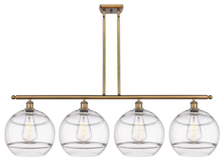 Ballston-Rochester 4-Light 51" Stem Island Light, Brushed Brass, Clear