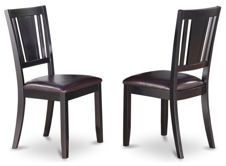 7-Piece Dining Room Set With Dining Table and 6 Leather Kitchen Chairs, Black