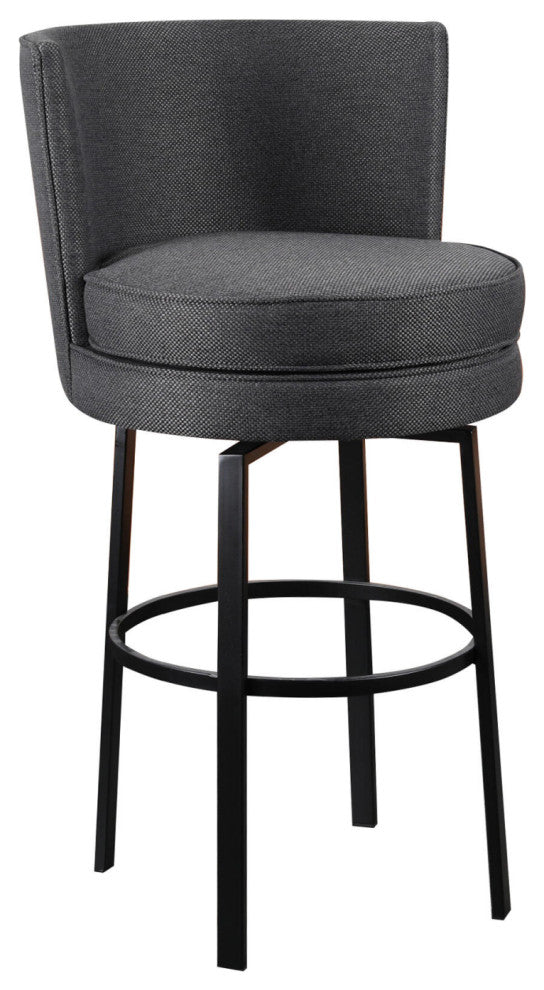 Gray Upholstered Swivel Bar Stool | Andrew Martin Povis