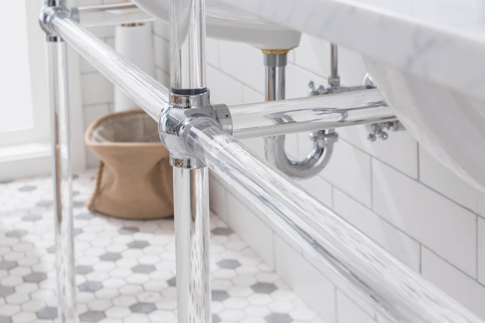 Empire 72" Wide Double Wash Stand, P-Trap, Countertop With Basin, Faucet