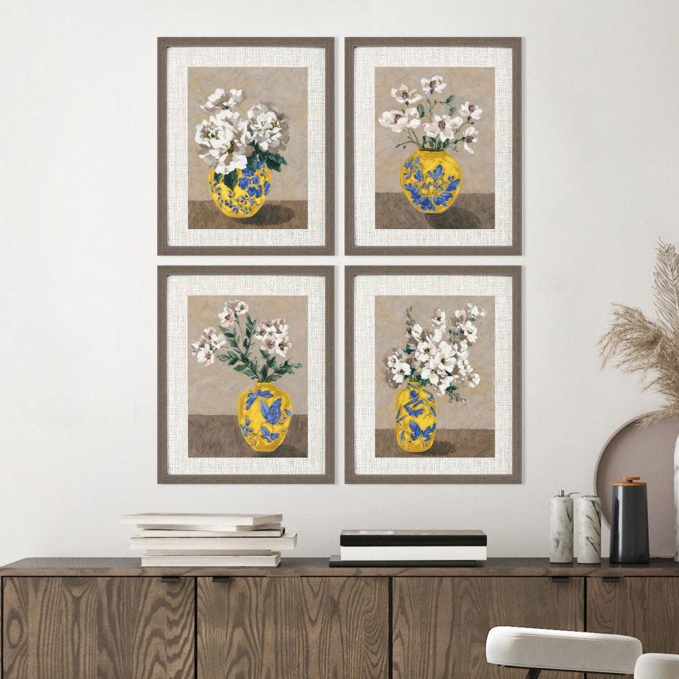 Decorative Bouquet Framed Art, 4-Piece Set
