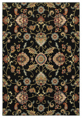 Karaman Borderless Traditional Black/ Multi Area Rug, 5'3"x7'6"