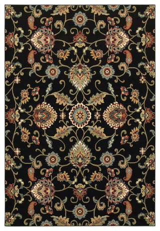 Karaman Borderless Traditional Black/ Multi Area Rug, 5'3"x7'6"