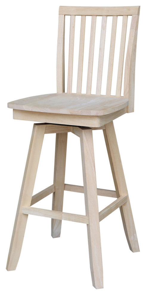 Bar Height Table With 2 Slat Back Swivel Bar Stools - 30". Seat Height