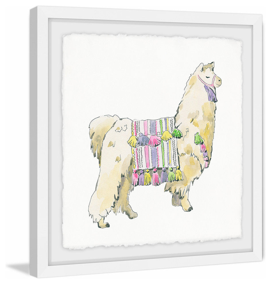 "Regal Alpaca" Framed Painting Print, 18"x18"