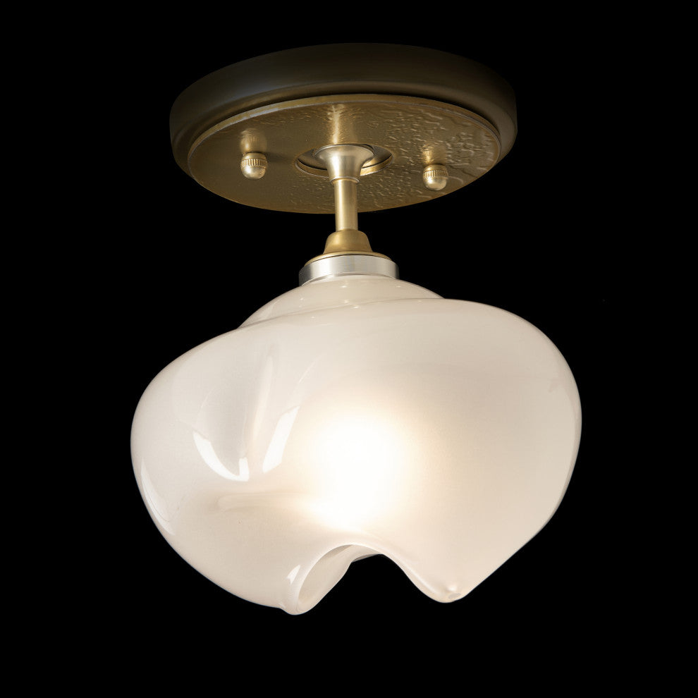 Ume 1-Light Semi-Flush, Modern Brass, Modern Brass Accents, Frosted Glass