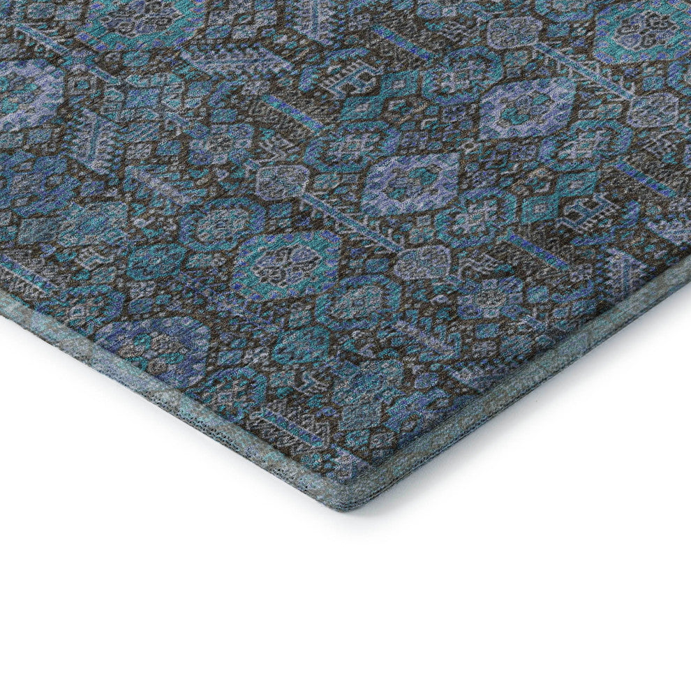 Premium Machine Washable Mayfield AMF574 Teal 2'3" x 7'6" Runner Rug