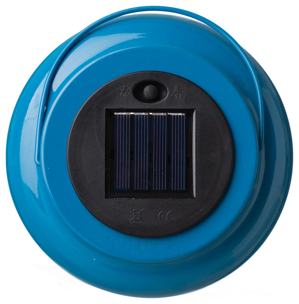 8.75"H Blue Metal Cutout Solar Powered  Lantern