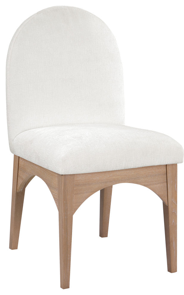 Waldorf Chenille Upholstered Dining Chair, Black, Chenille, Natural Finish, Cream, Side Chair, Chenille Fabric, Natural Finish
