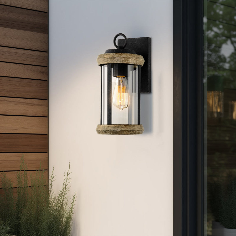 Kira Home Dorsey 12" Rustic Outdoor Weather Resistant Wall Sconce, Cylinder