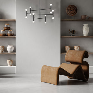 12 Light Incandescent Matte Black Chandelier