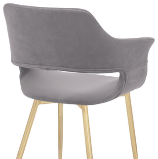 Gigi Grey Velvet Dining Room Chair with Gold Metal Legs - Set of 2
