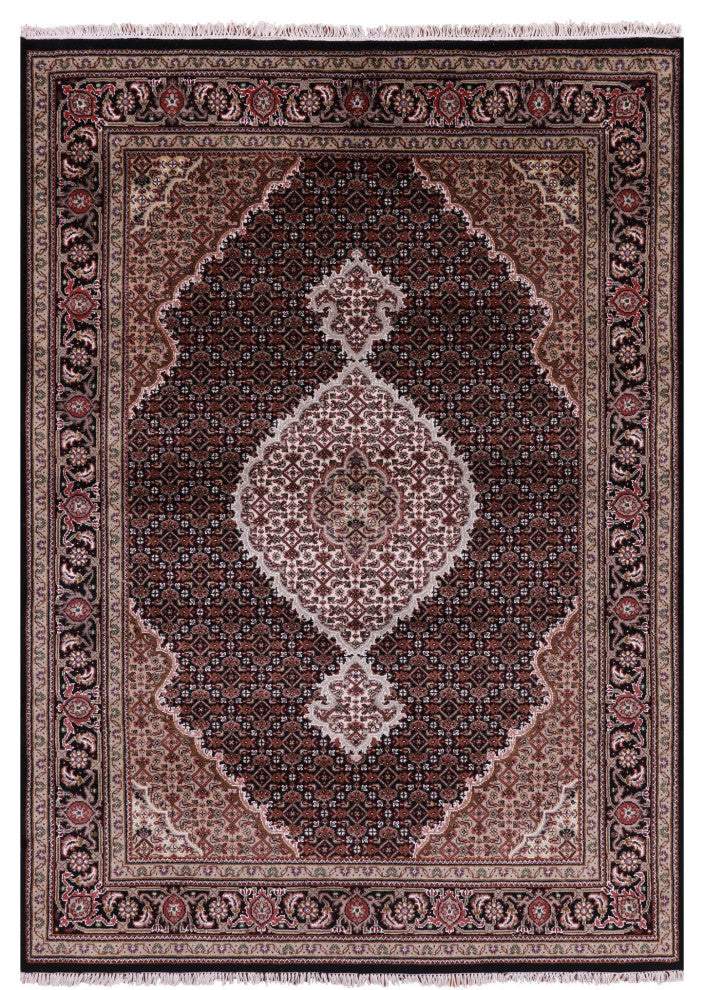 Persian Tabriz Wool and Silk Hand Knotted Rug 5' 0" X 6' 11" Q8930