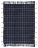 Navy and White Stitched Square Pattern Cotton Throw Blanket
