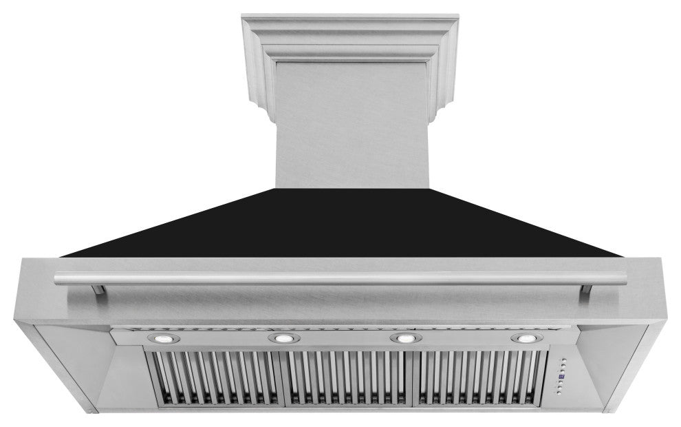 ZLINE 48 In. Wall Mount Hood, DuraSnow With Black Matte Shell, 8654SNX-BLM-48