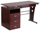 Mahogany Desk with Three Drawer Pedestal and Pull-Out Keyboard Tray