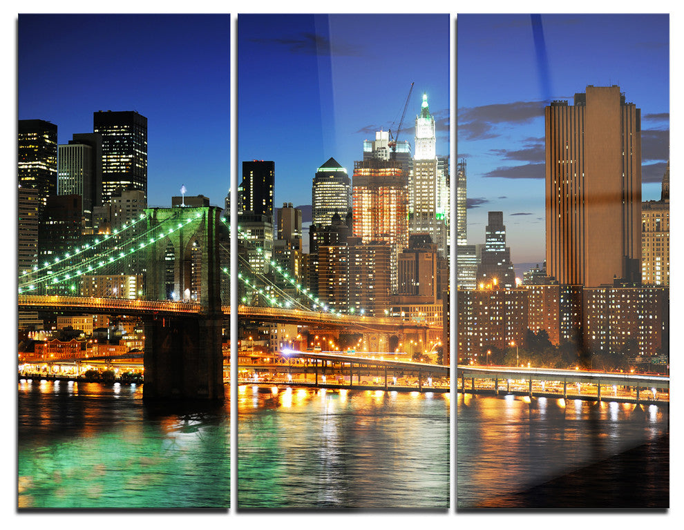 "Big Apple after Sunset" Photo Metal Wall Art, 3 Panels, 36"x28"