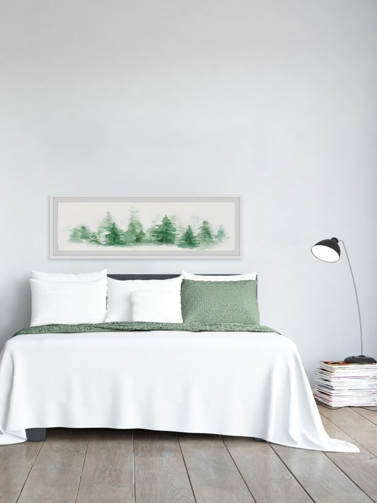 "Hazy Pine Forest" Framed Painting Print, 30x10