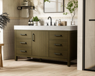 Home Living 60" Single Bathroom Vanity, Chestnut Brown