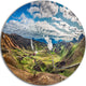 Geothermal Power Station Panorama, Seashore Disc Metal Wall Art, 38"