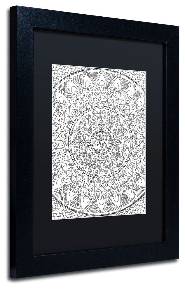 Hello Angel ''Petals Mandala'' Art, Black Frame, Black Mat, 14x11