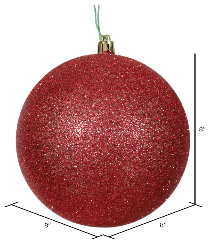 Vickerman N592003Dg 8" Red Glitter Ball Ornament