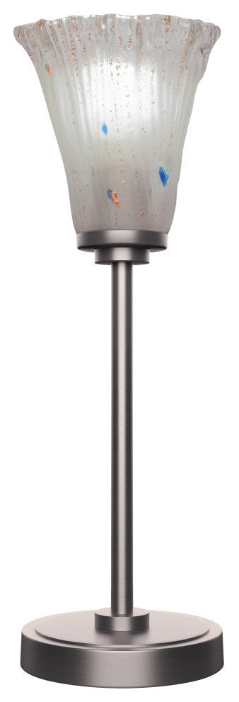 Luna 1-Light Table Lamp, Graphite/Fluted Frosted Crystal