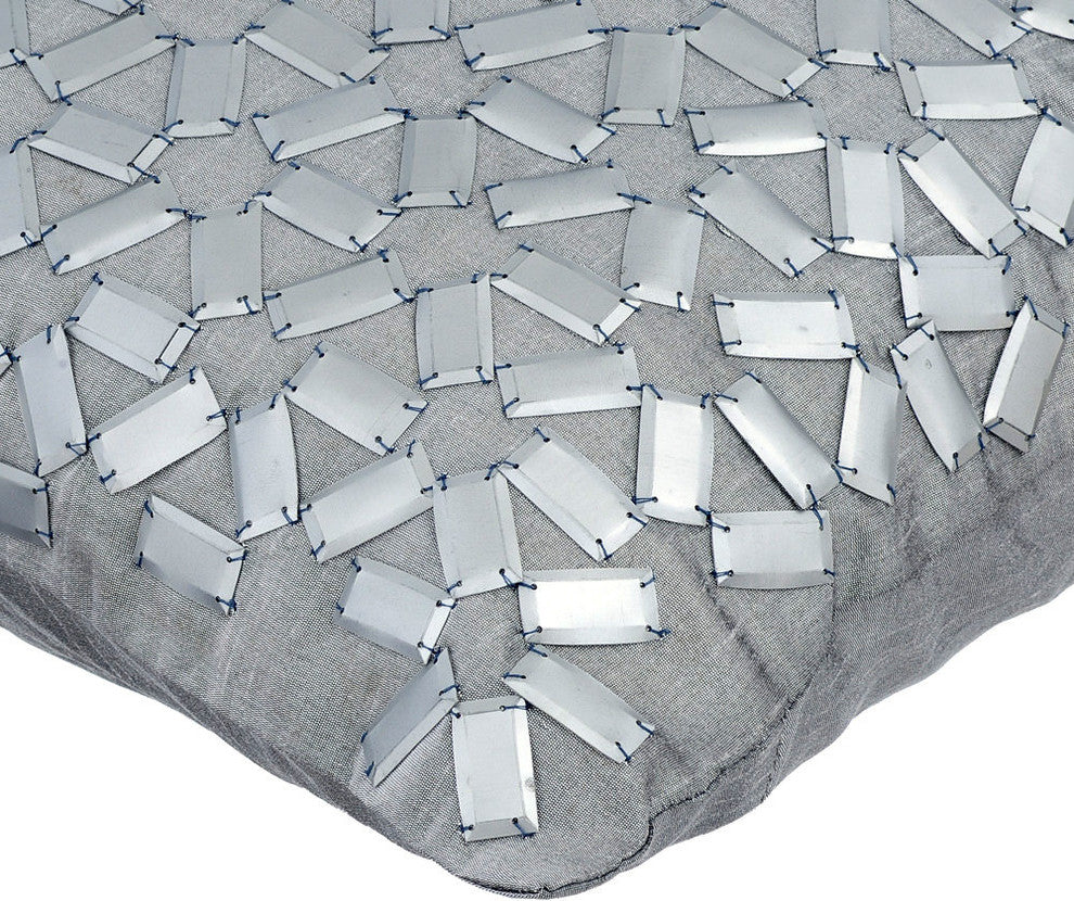 Silver Geometric Throw Pillows Art Silk 20"x20" Sofa Throws, Abstract