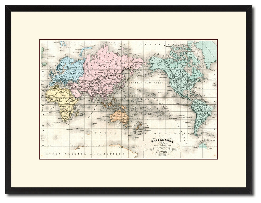 World Vintage Antique Map Wall Art, 16"x21"