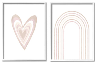 Kid's Heart Rainbow Stripped Patterns Soft Neutral Pink,24 x 30