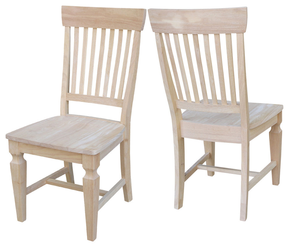 Vista Slat Back Chairs, Set of 2, Unfinished