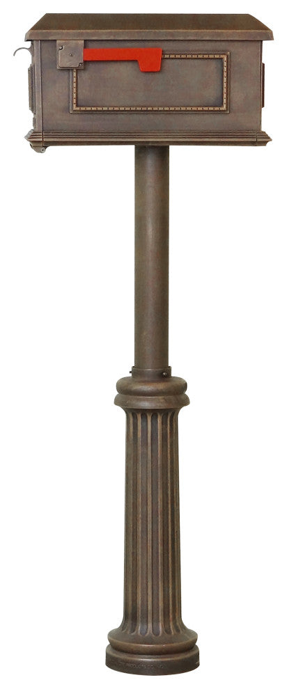 Traditional Curbside Mailbox with Bradford Surface Mount Mailbox Post