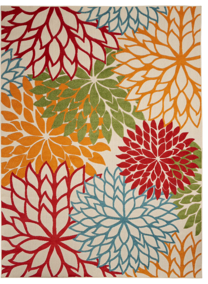 6 x 9 Green Floral Indoor Outdoor Area Rug