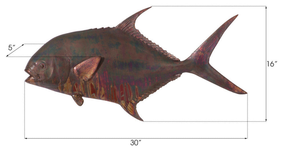 Permit Fish Wall Sculpture, Copper Patina