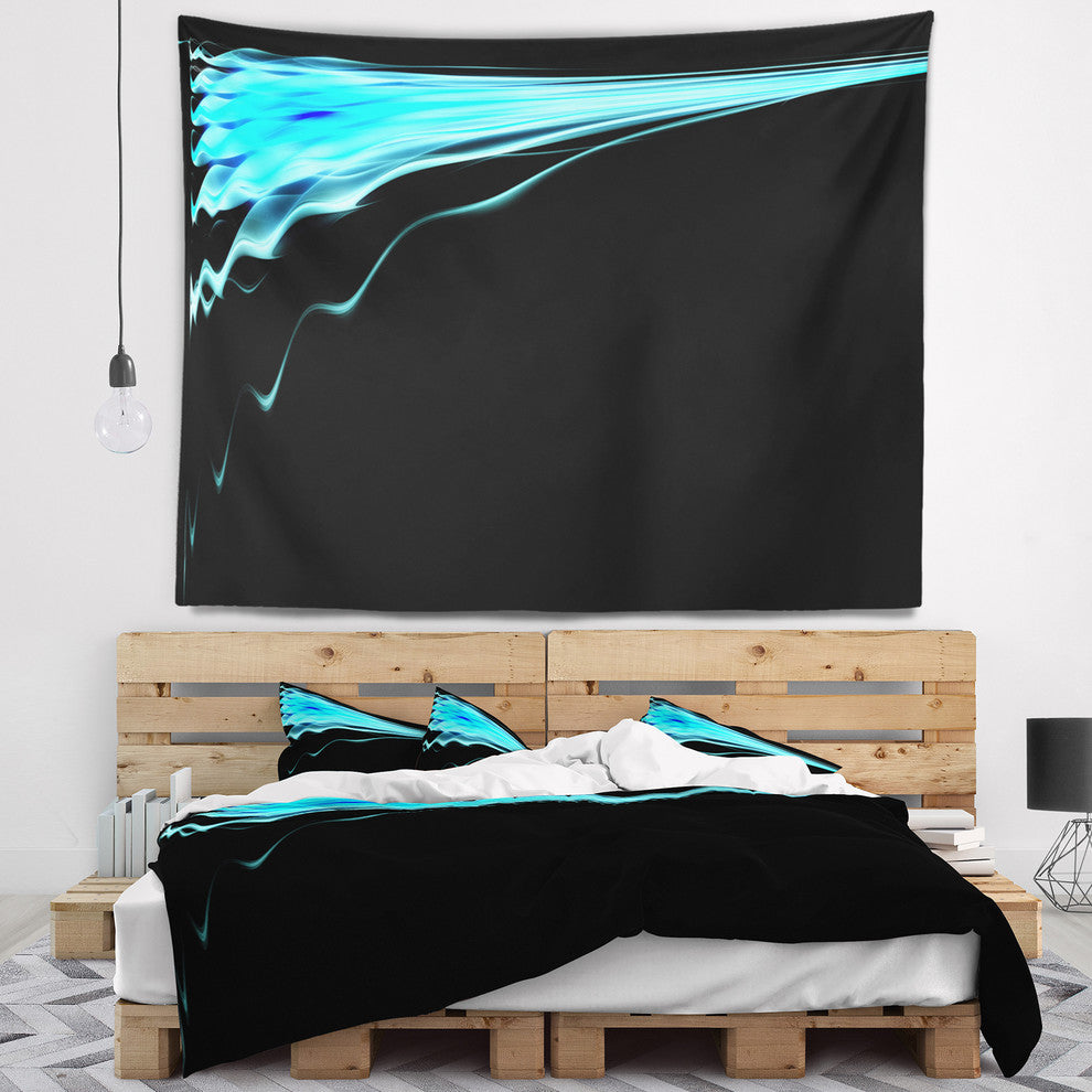 Blue Flames Digital Artwork Abstract Wall Tapestry, 39"x32"