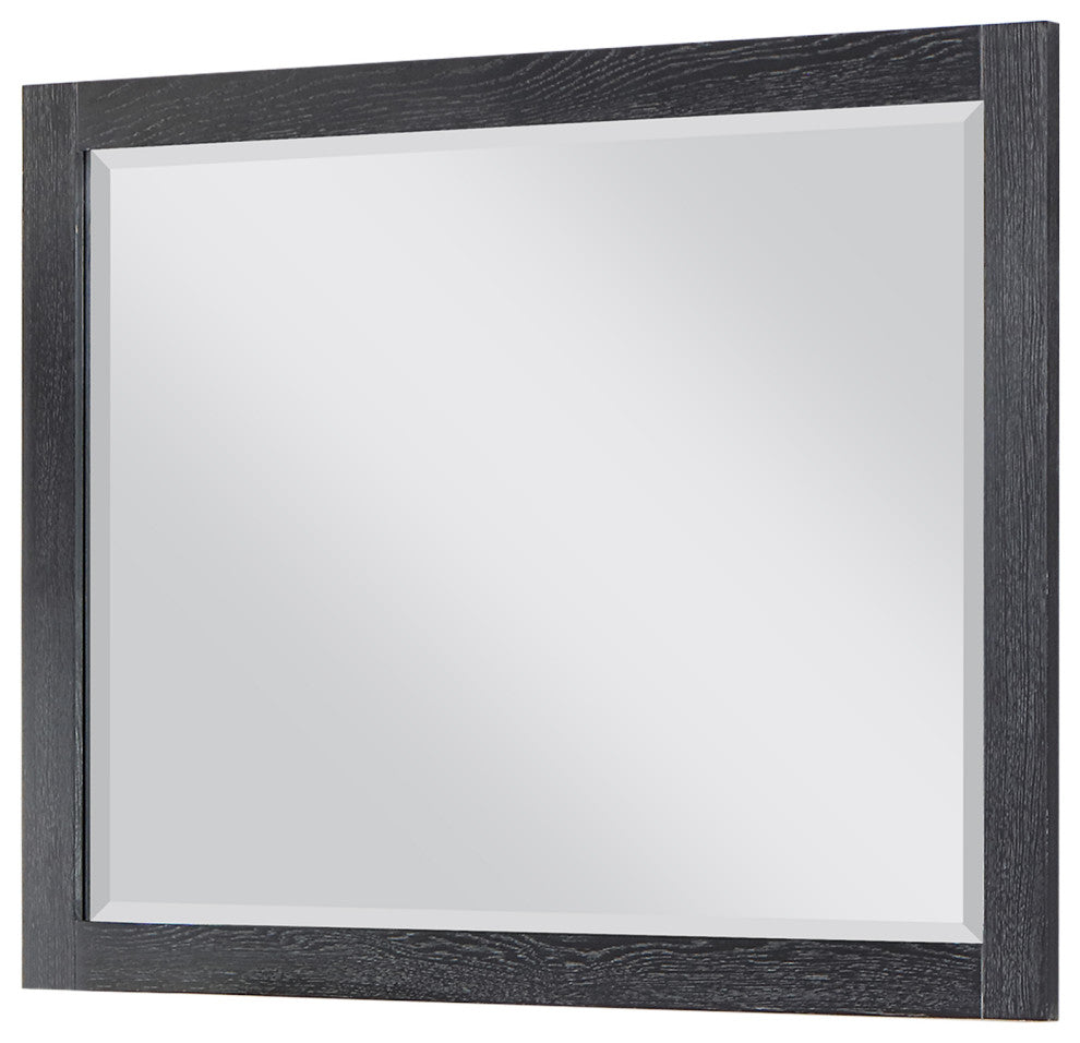 Ivy Rectangular Bathroom Wood Framed Wall Mirror, Black Oak, 48"
