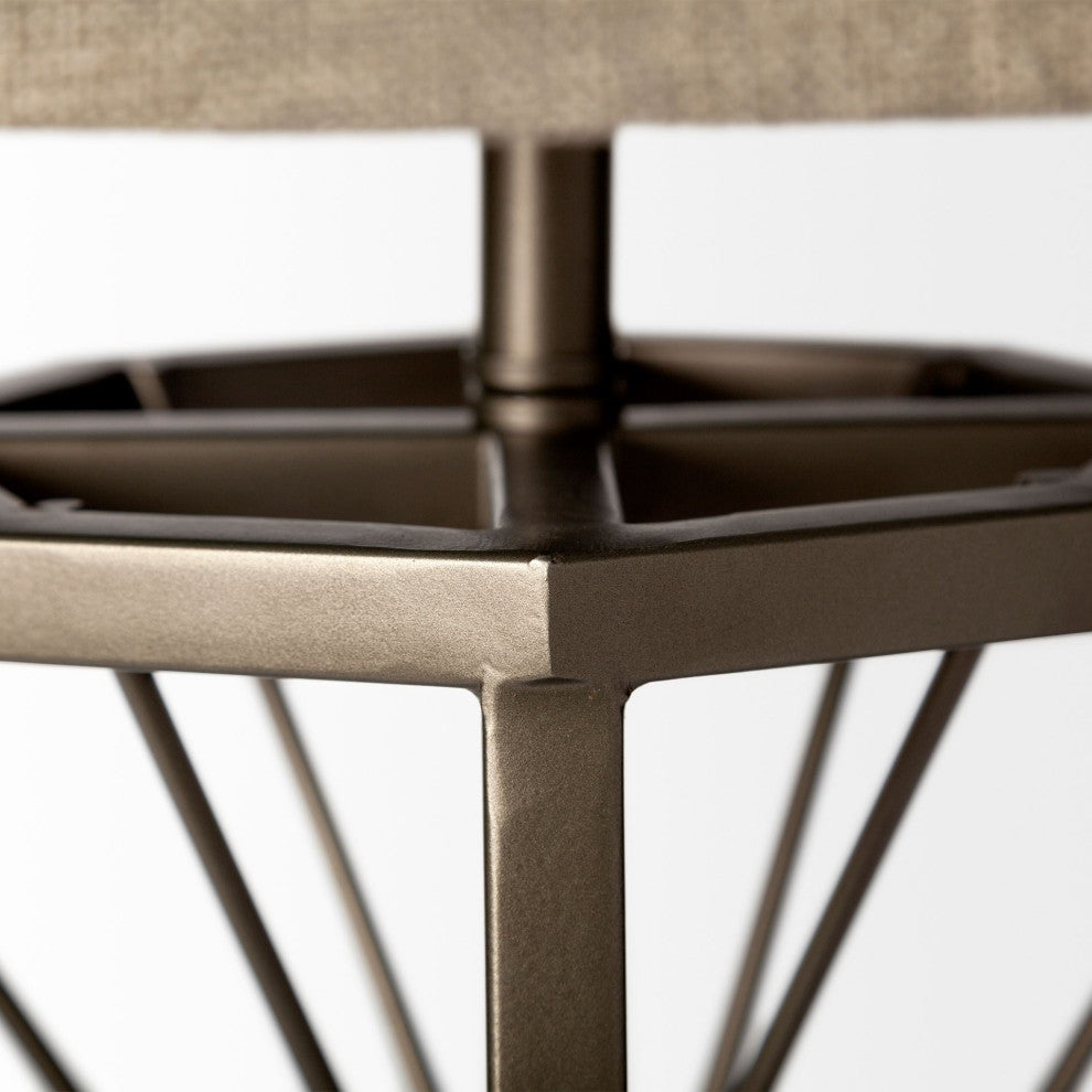 Metallic Aged Bronze Tone Octagonal Metal Table Lamp