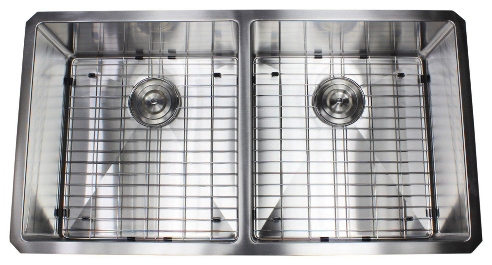 37" 16 Gauge Undermount Double Bowl Stainless Steel Sink package