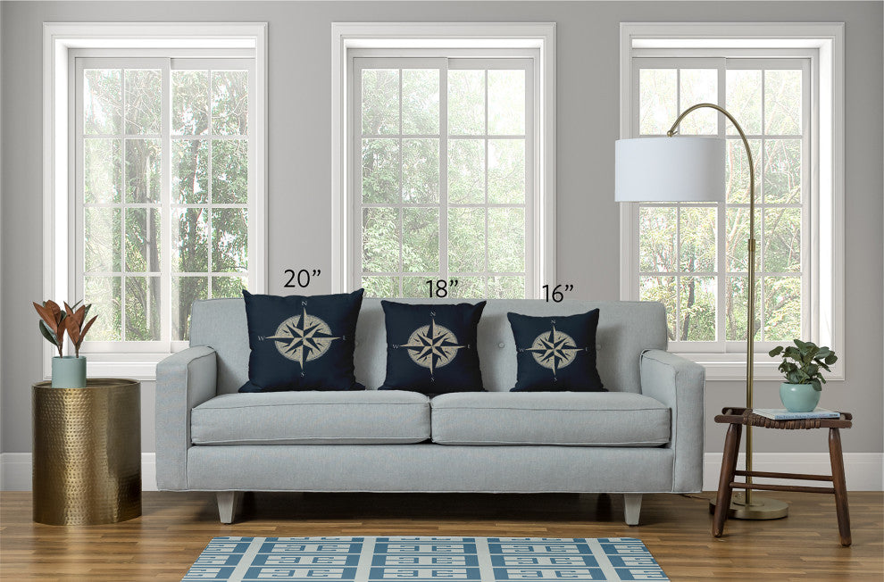 20x20" Beach House  Nautical Decorative Indoor Pillow, Ocean Teal